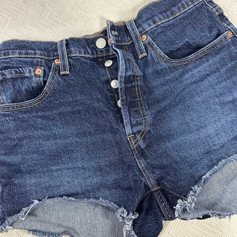 Levis 501 Shorts Womens 28 Button Fly CutOff Booty High Rise‎ Jean Denim